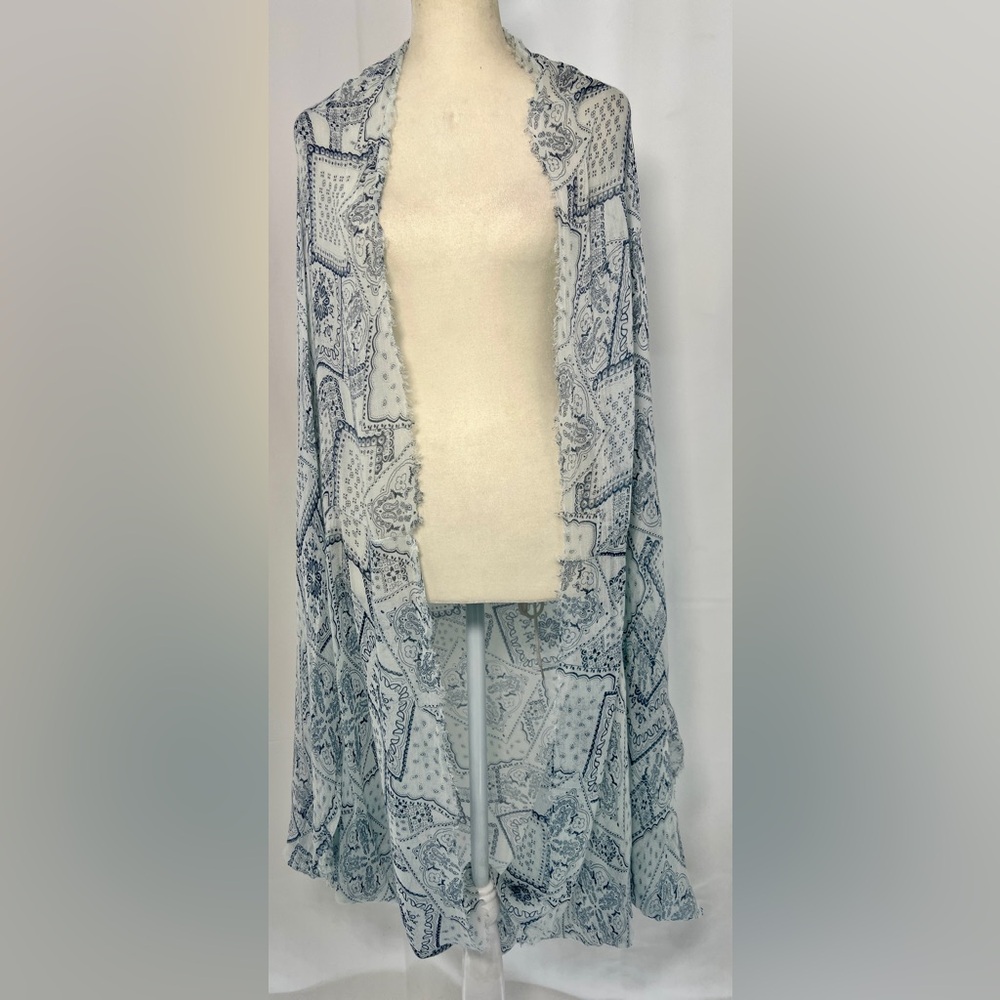 Free People Blue and White Scarf/Kimono